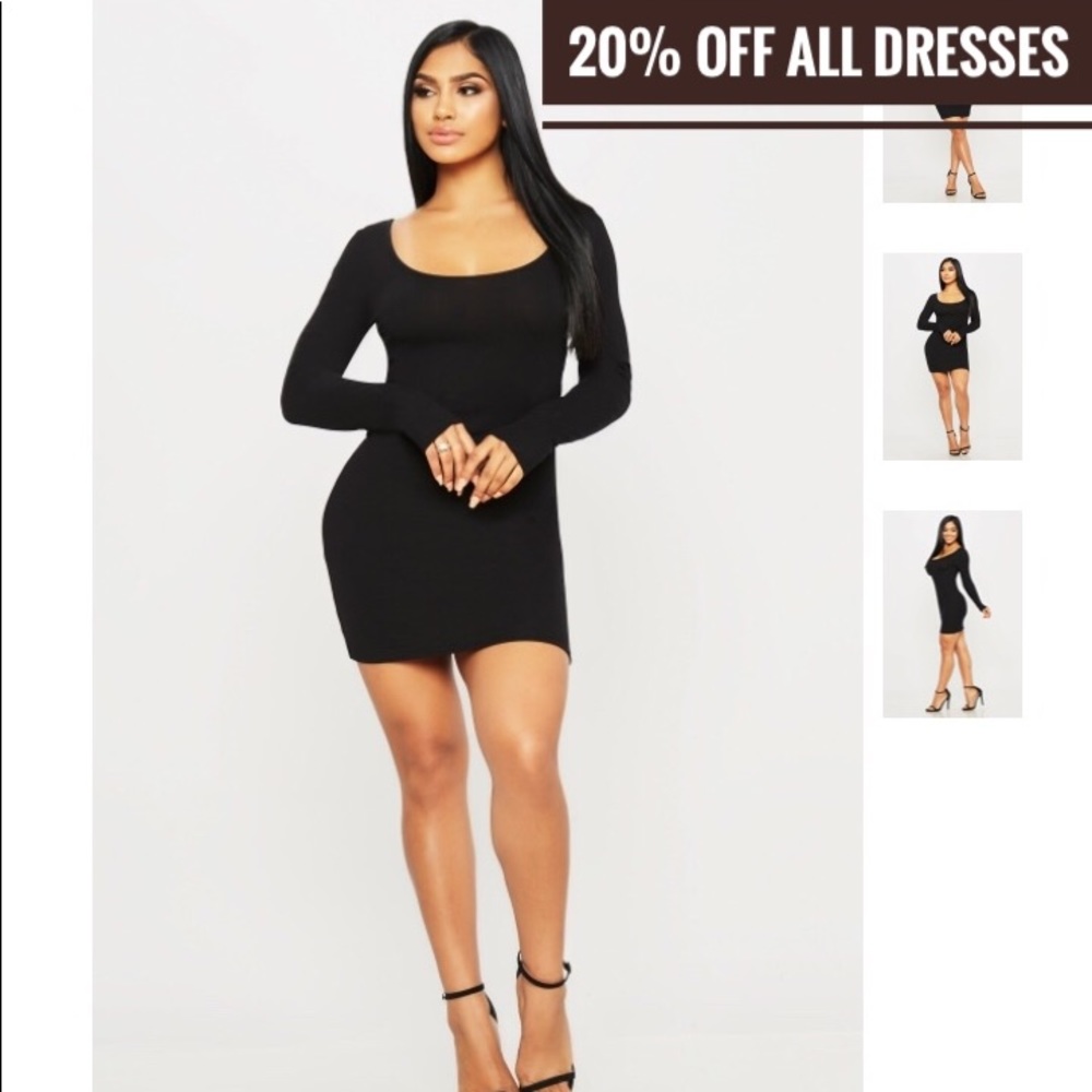 NWOT BLACK LONG SLEEVE MIDI DRESS